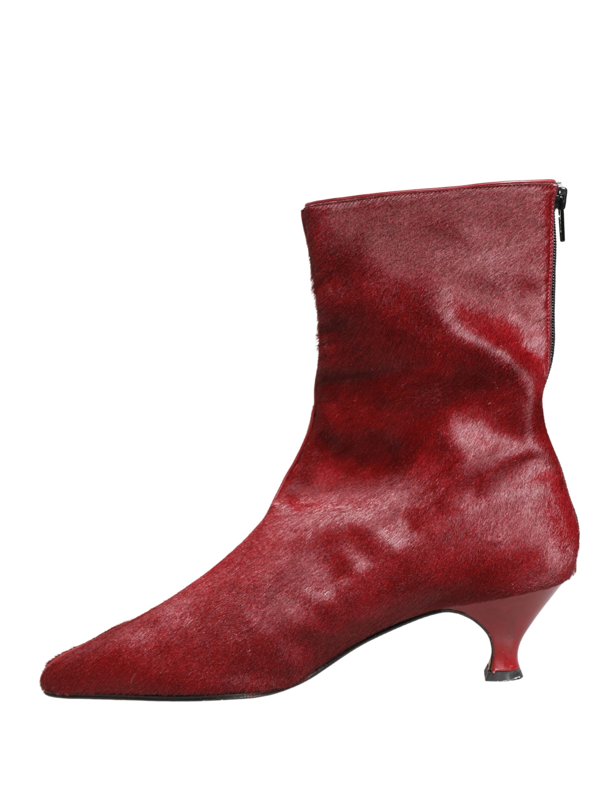 Dolce &amp; Gabbana Burgundy Mid Calf Boots Shoes