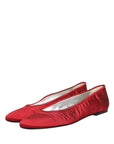 Dolce & Gabbana Red Satin Fabric Ballet Slip On Flats Shoes