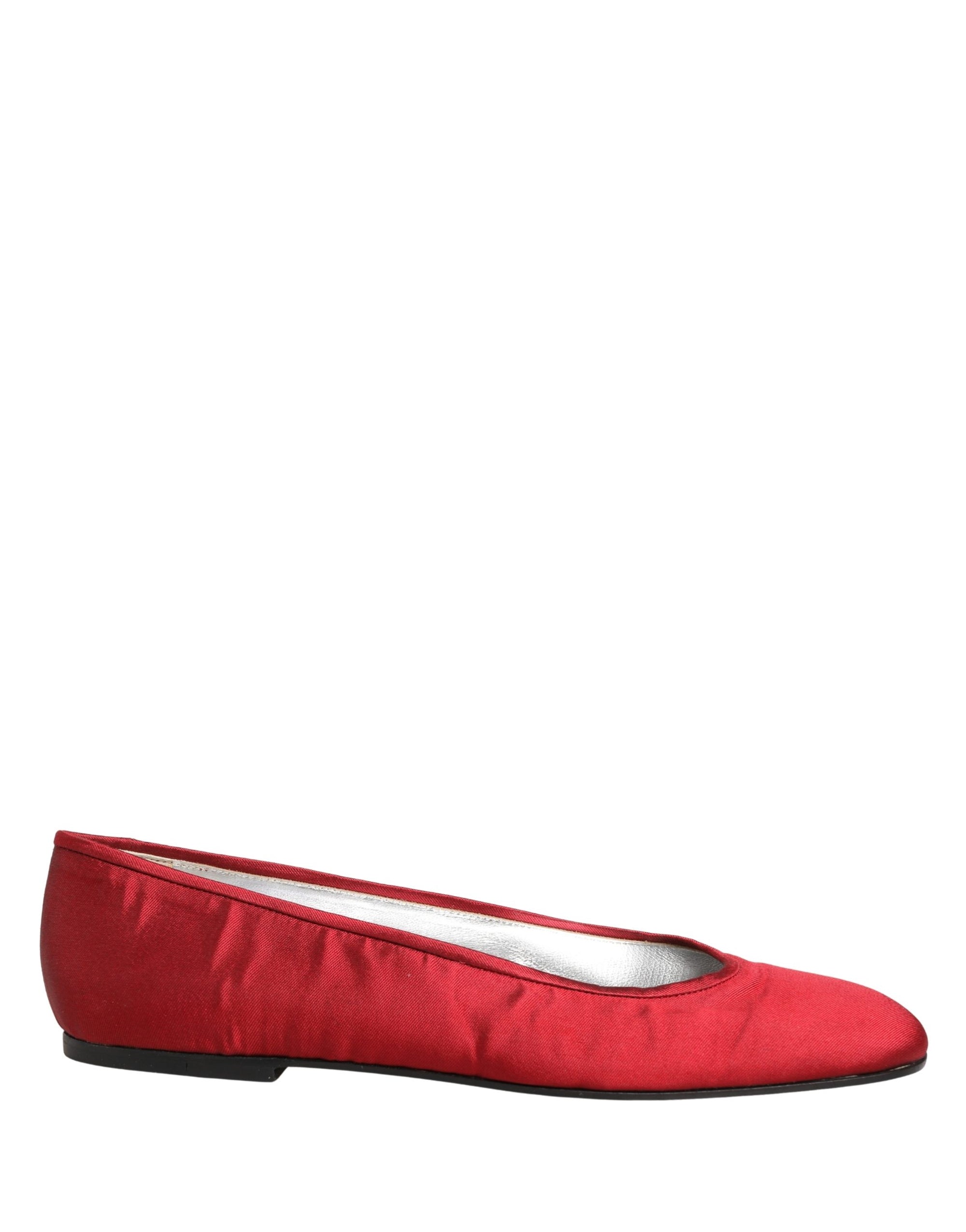 Dolce &amp; Gabbana Red Satin Fabric Ballet Slip On Flats Shoes