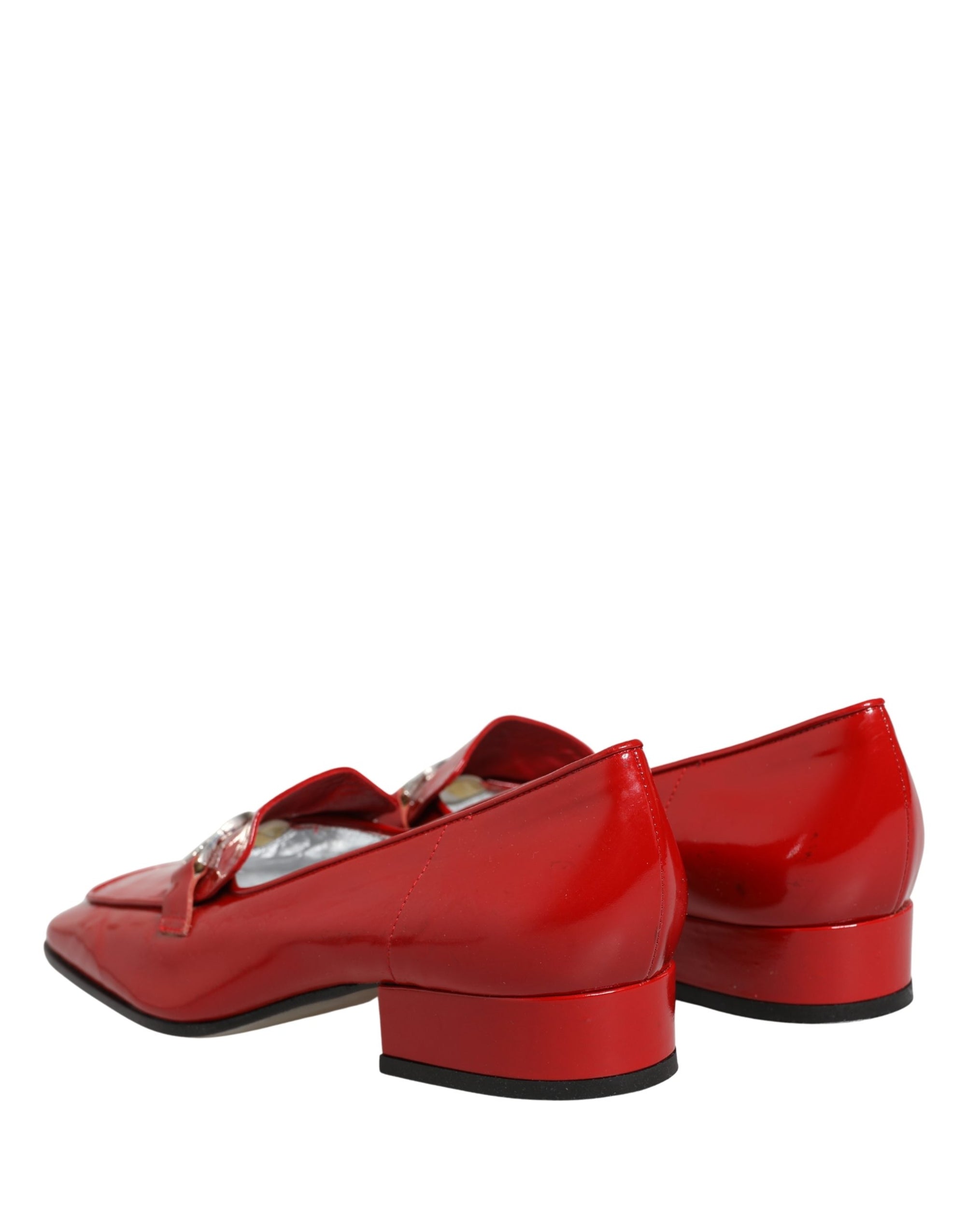 Dolce &amp; Gabbana Red Patent Leather Moccasin Slip On Shoes