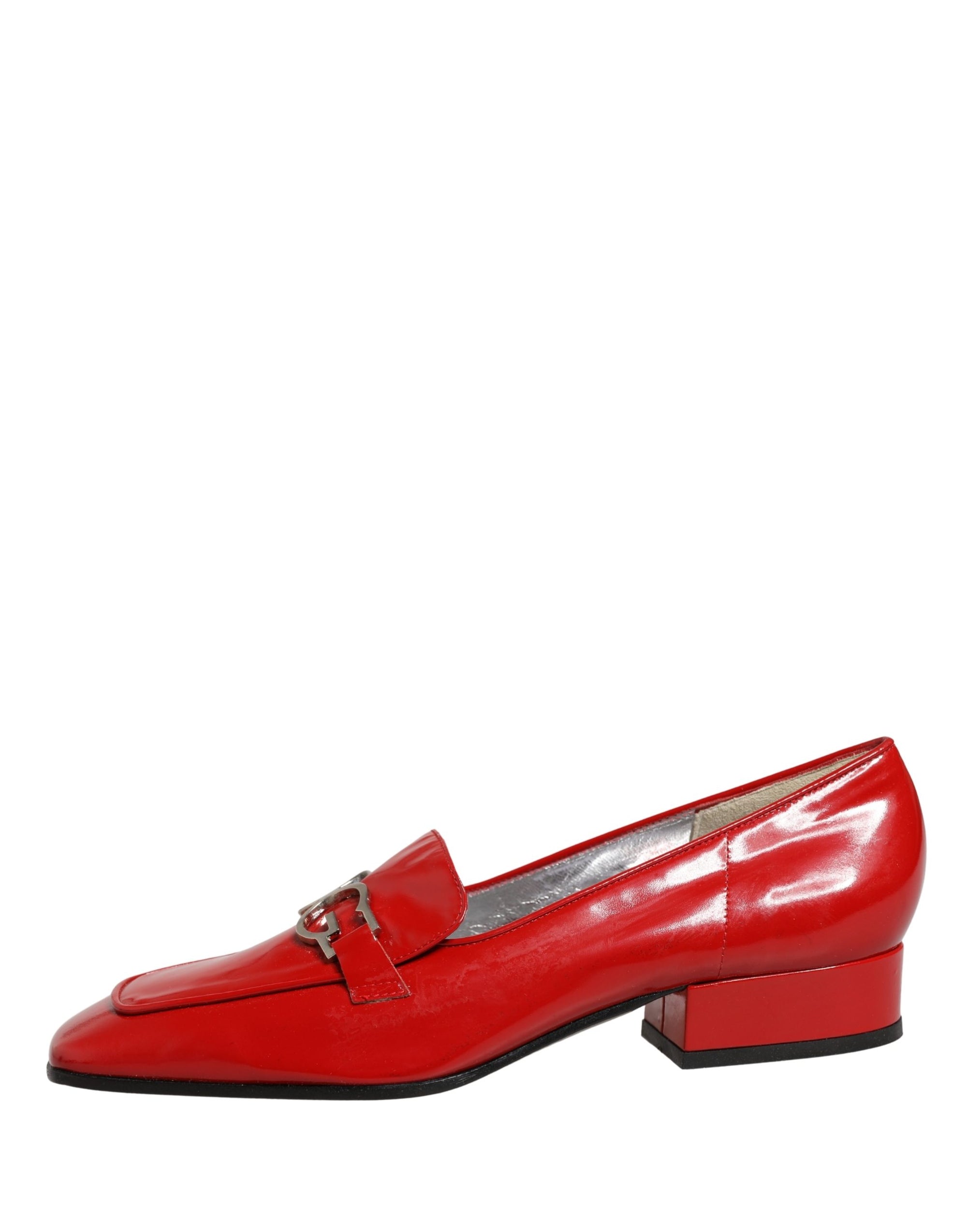 Dolce &amp; Gabbana Red Patent Leather Moccasin Slip On Shoes