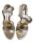 Dolce & Gabbana Gold Silver Leather Wedge Heels Sandals Shoes