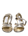 Dolce & Gabbana Gold Silver Leather Wedge Heels Sandals Shoes