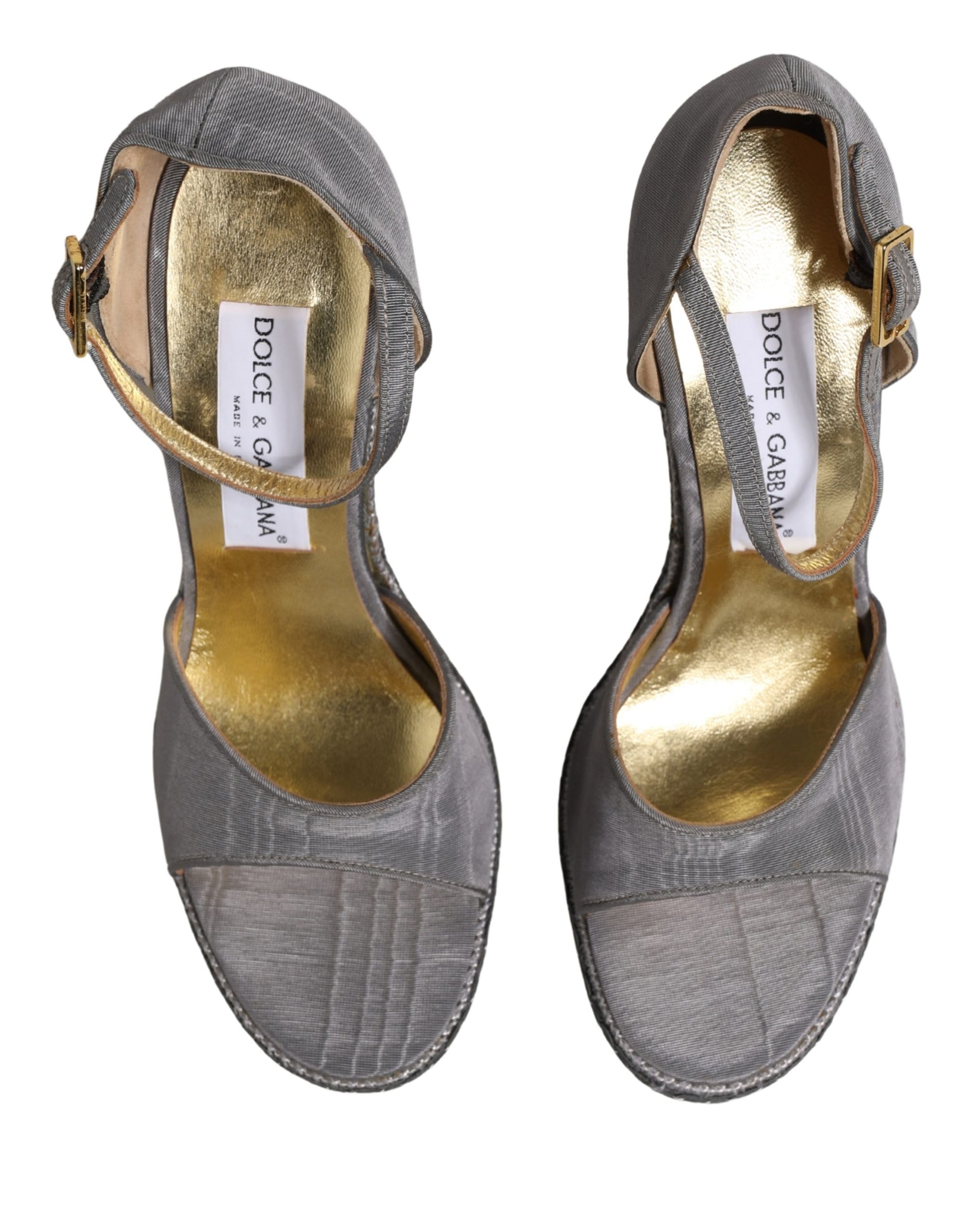 Dolce &amp; Gabbana Gray High Heeled Sandals Ankle Strap Shoes