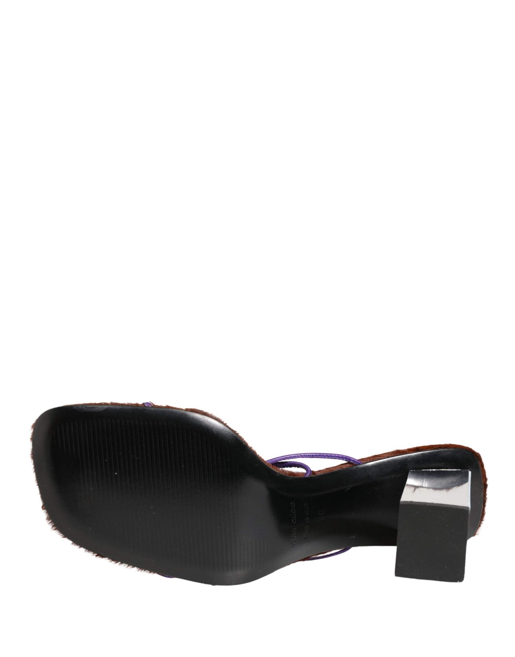 Dolce &amp; Gabbana Silver Block Heels Slip On Sandals Shoes
