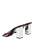 Dolce & Gabbana Silver Block Heels Slip On Sandals Shoes