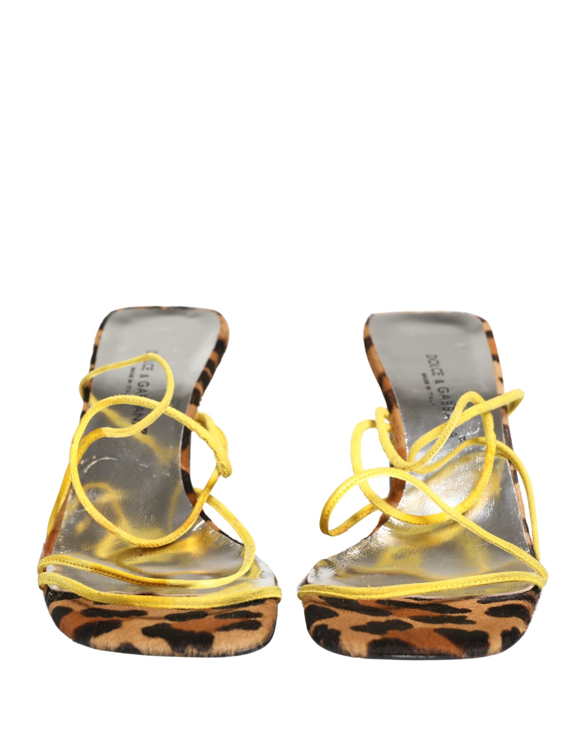 Dolce &amp; Gabbana Multicolor Leather Block Heels Sandals Shoes