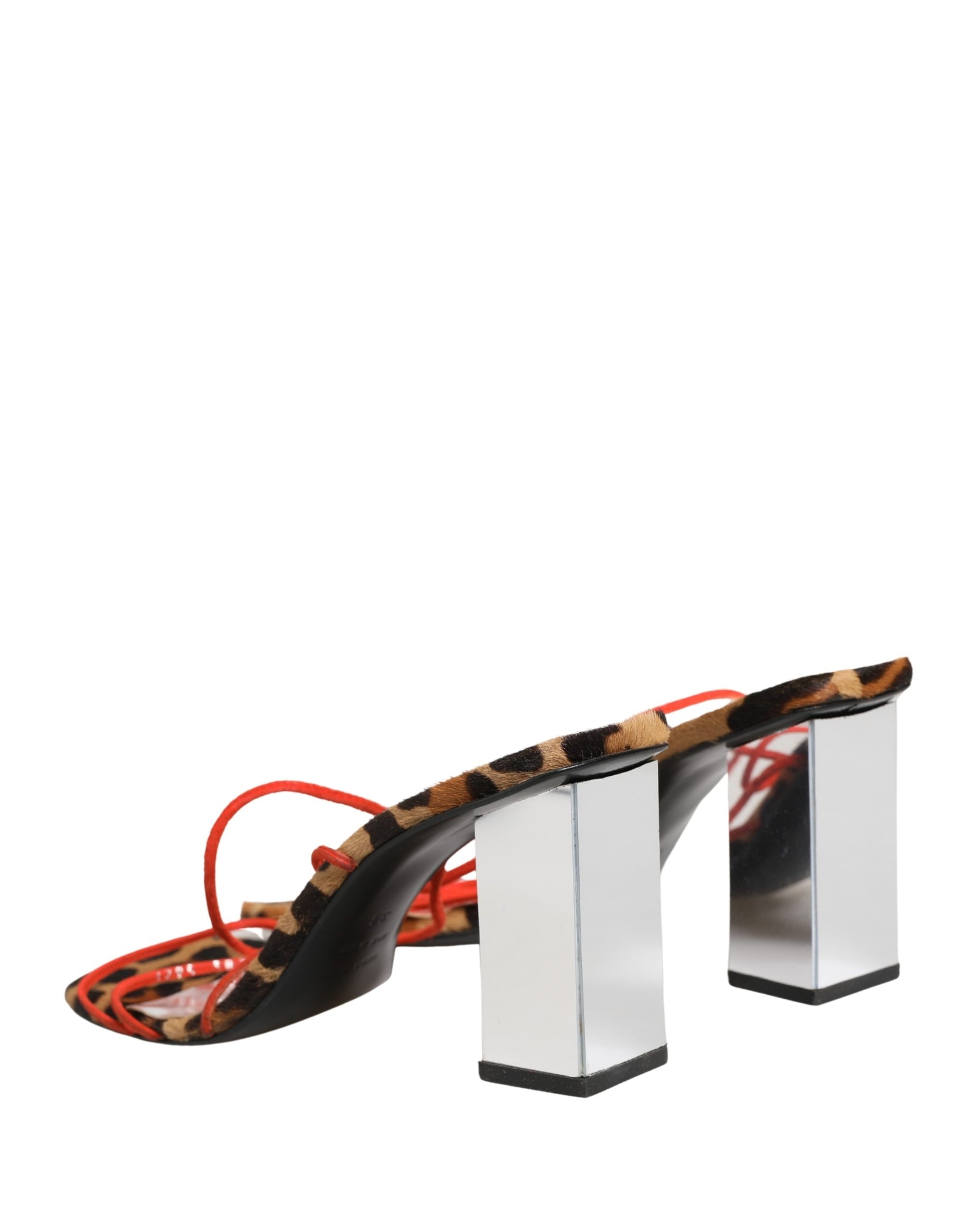 Dolce &amp; Gabbana Multicolor Leather Block Heels Sandals Shoes