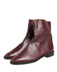 Dolce & Gabbana Maroon Leather Flats Biker Ankle Boots Shoes