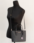 Michael Kors XS Carry All Jet Set Travel Womens Tote (BLACK SIG/GOLD)