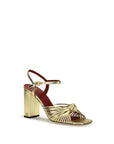 Valentino Garavani Gold Calf Leather Bos Taurus Platform Sandals