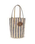 Valentino Garavani Blue Raffia Backet Bag