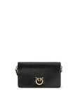 PINKO Black Calf Leather Bos Taurus Shoulder Bag