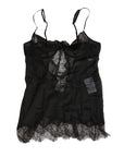 Dolce & Gabbana Black Silk Lace Lingerie Chemise Top Underwear