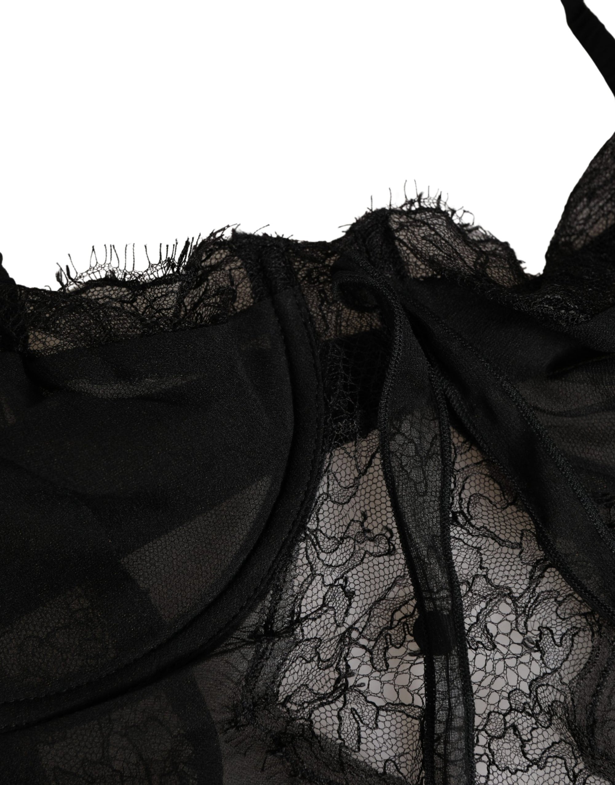 Dolce &amp; Gabbana Black Silk Lace Lingerie Chemise Top Underwear