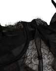 Dolce & Gabbana Black Silk Lace Lingerie Chemise Top Underwear