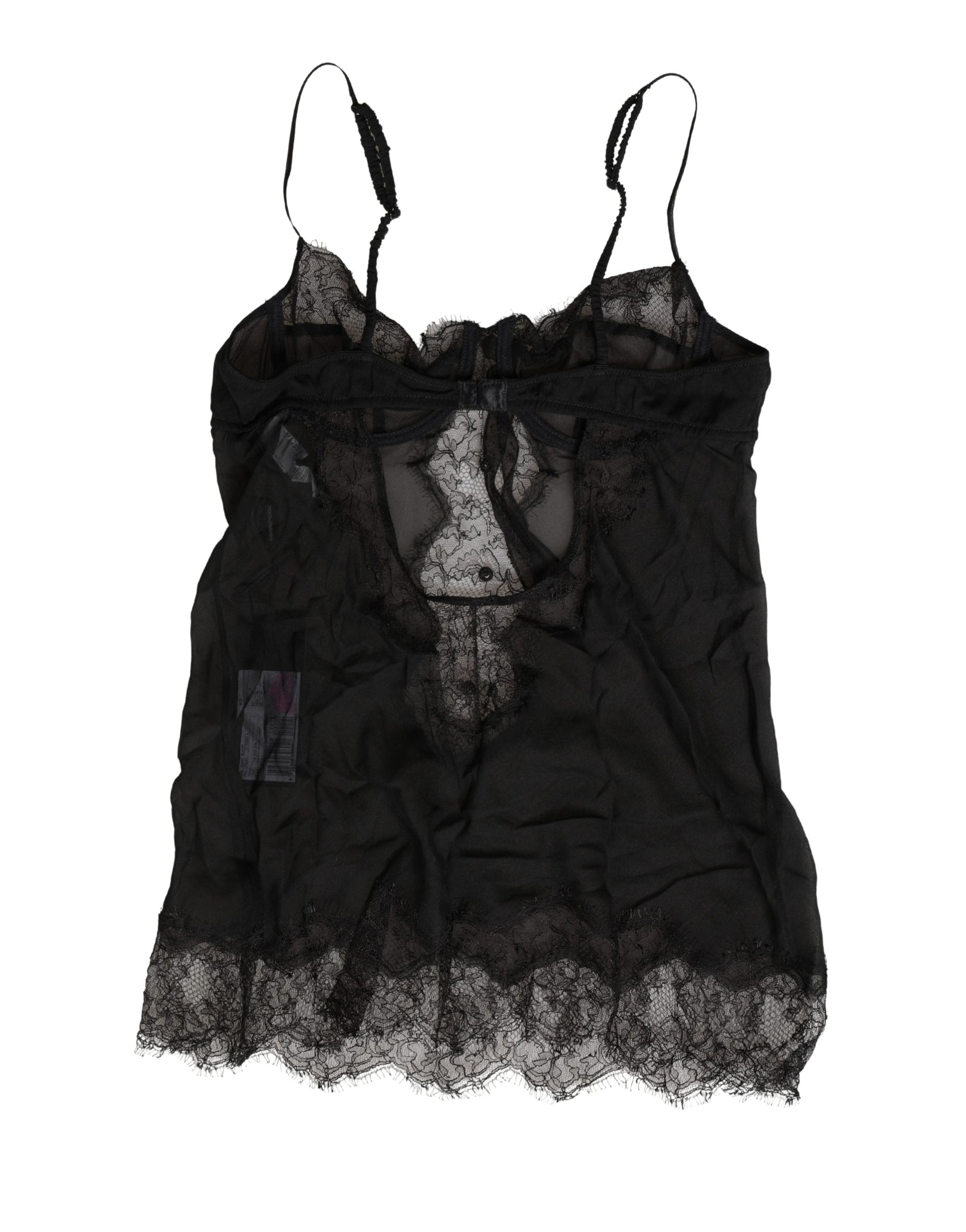 Dolce &amp; Gabbana Black Silk Lace Lingerie Chemise Top Underwear