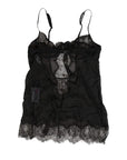 Dolce & Gabbana Black Silk Lace Lingerie Chemise Top Underwear