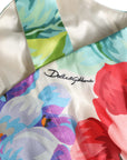 Dolce & Gabbana Multicolor Floral Print Silk Cropped Bustier Top