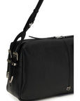 PINKO Black Calf Leather Bos Taurus Shoulder Bag