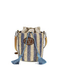 Valentino Garavani Blue Raffia Backet Bag