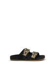 Burberry Black Calf Leather Bos Taurus Strap-On Sandals