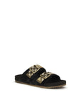 Burberry Black Calf Leather Bos Taurus Strap-On Sandals