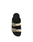 Burberry Black Calf Leather Bos Taurus Strap-On Sandals