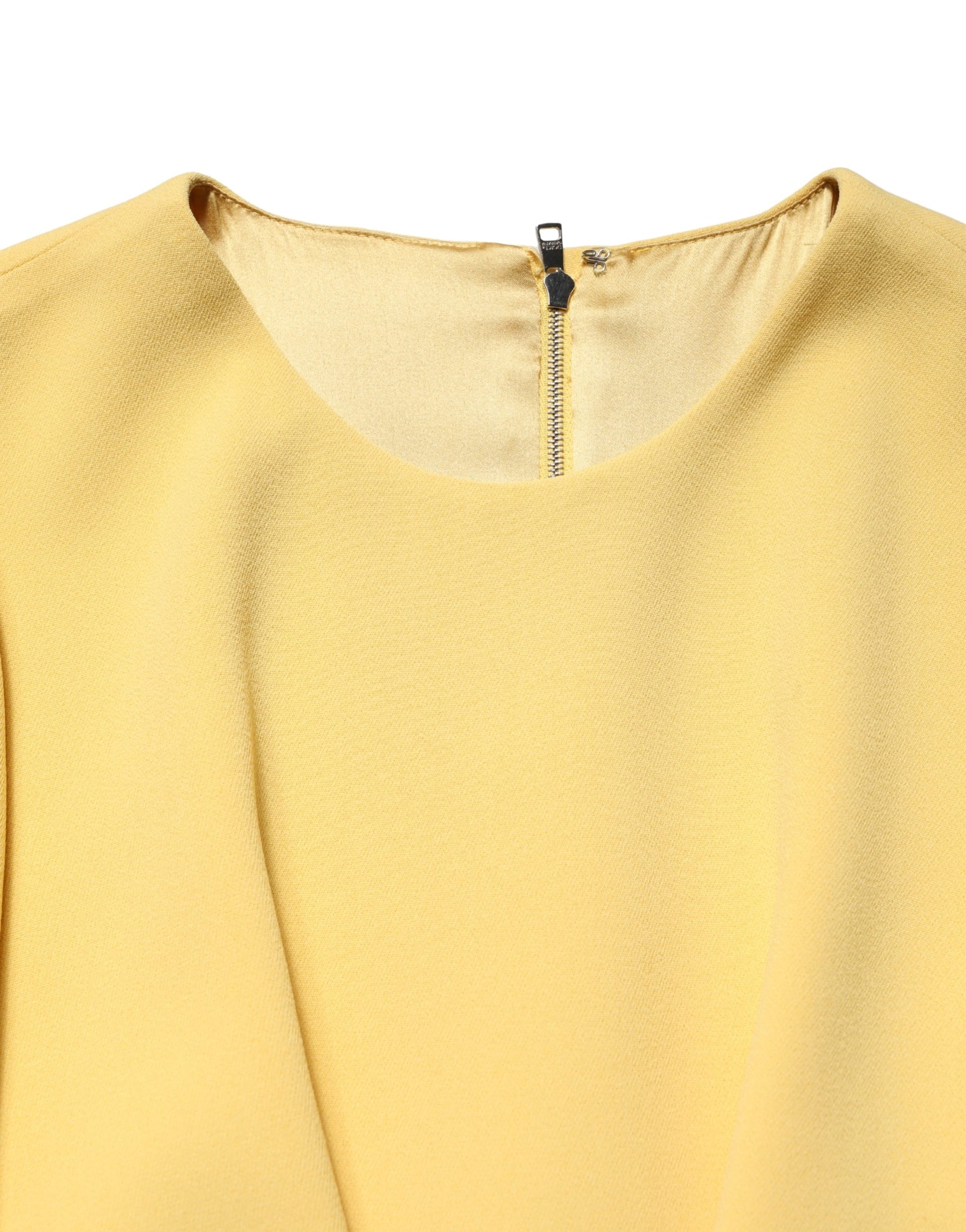 Dolce &amp; Gabbana Yellow Short-Sleeved Crew Neck Midi Dress