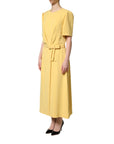 Dolce & Gabbana Yellow Short-Sleeved Crew Neck Midi Dress