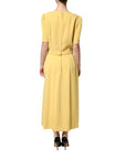 Dolce & Gabbana Yellow Short-Sleeved Crew Neck Midi Dress