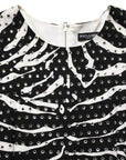 Dolce & Gabbana Black White Zebra Rhinestones Mini Dress