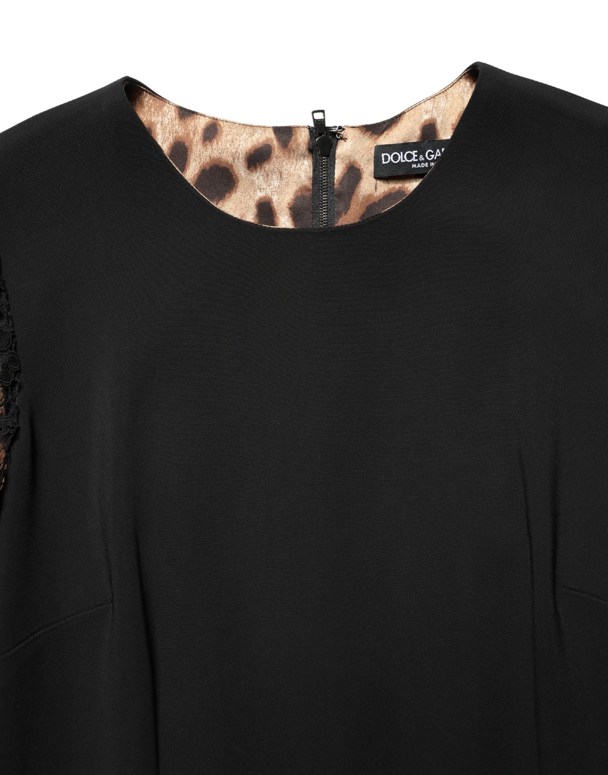 Dolce &amp; Gabbana Black Viscose Lace Long Sleeves Mini Dress