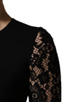 Dolce & Gabbana Black Viscose Lace Long Sleeves Mini Dress