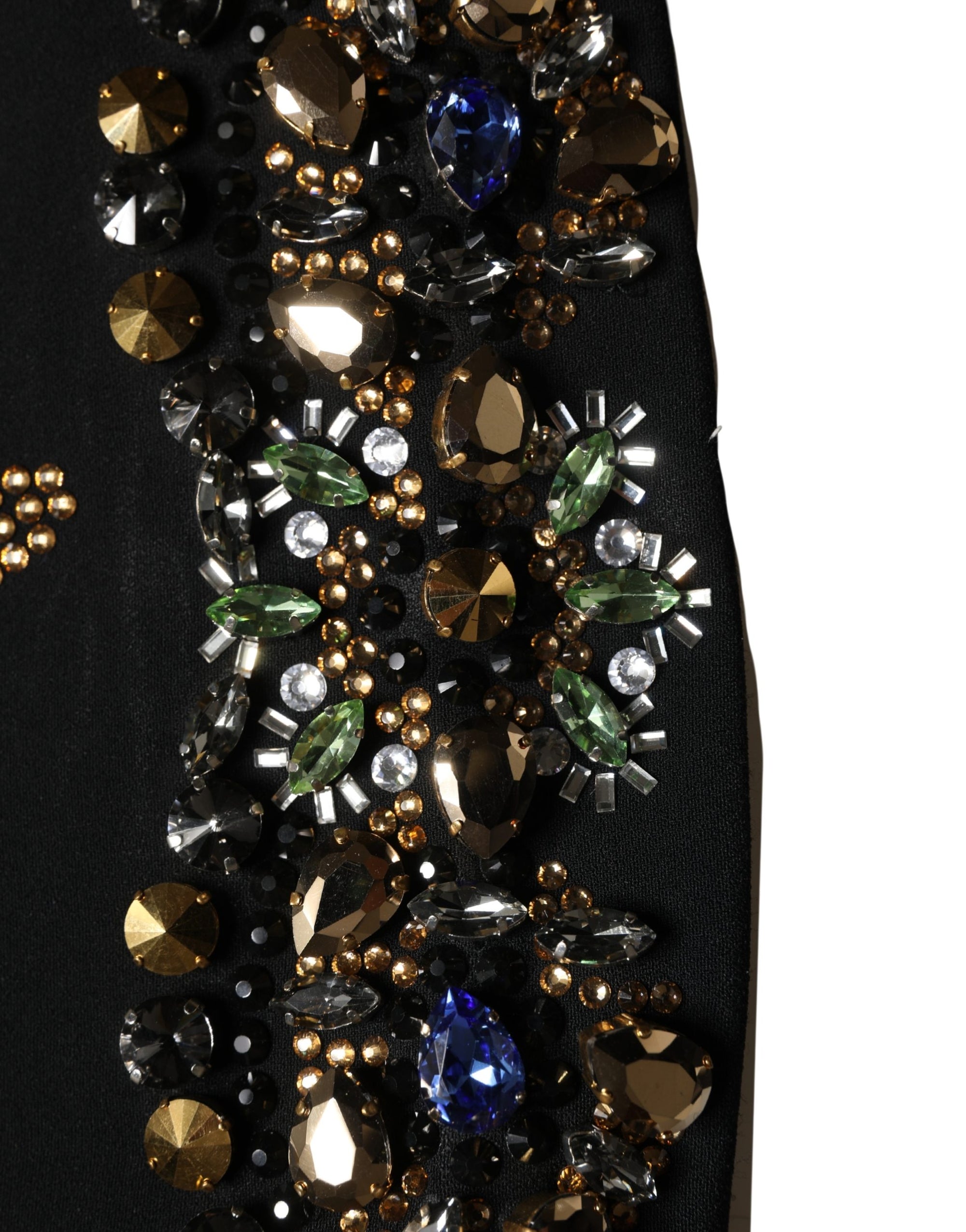 Dolce &amp; Gabbana Black Sleeveless Floral Bead Embellishments Dress