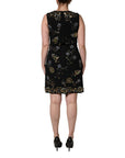 Dolce & Gabbana Black Sleeveless Floral Bead Embellishments Dress