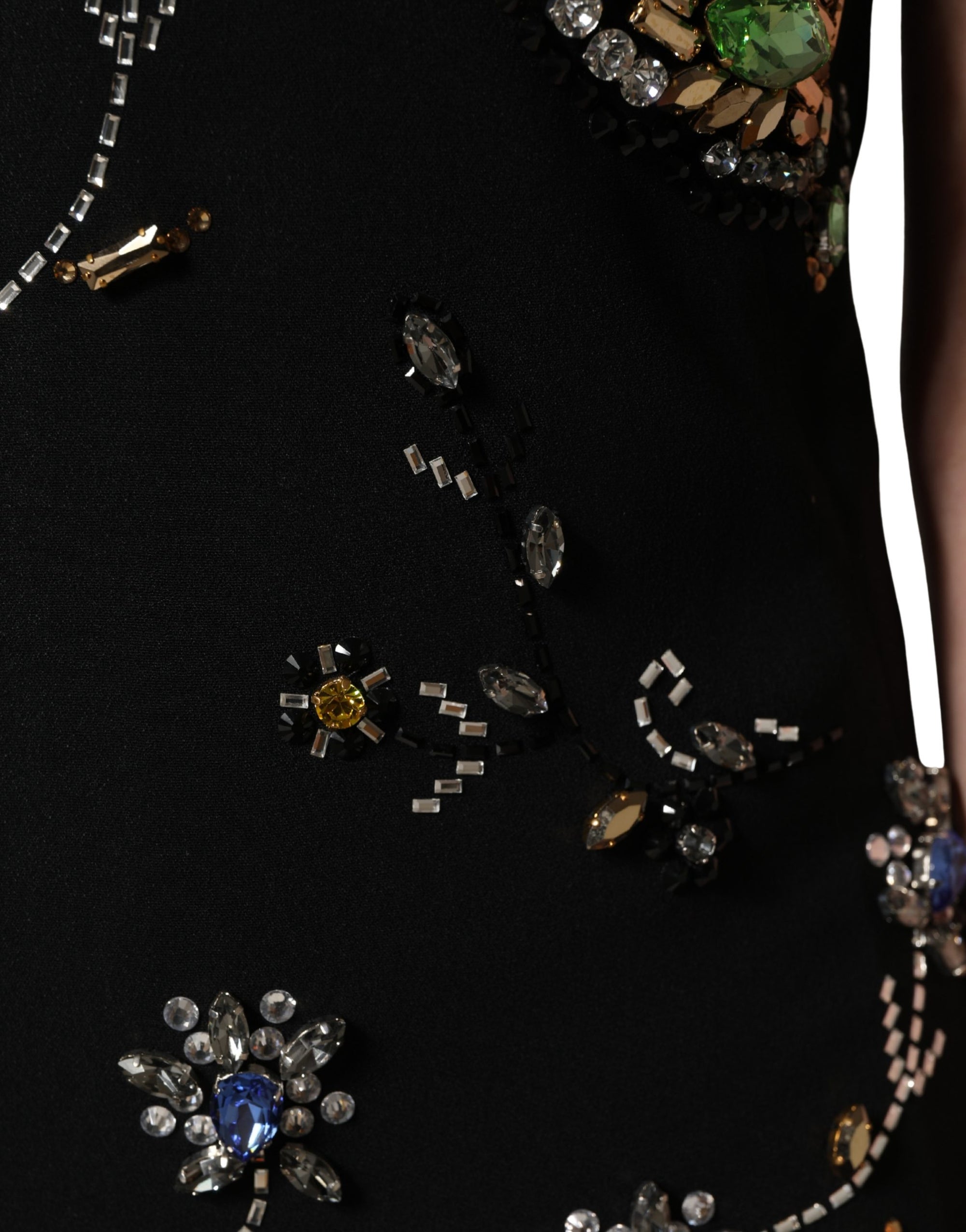 Dolce &amp; Gabbana Black Sleeveless Floral Bead Embellishments Dress