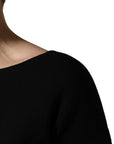 Dolce & Gabbana Black Wool Crepe Long Sleeves Midi Dress