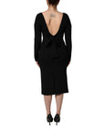Dolce & Gabbana Black Wool Crepe Long Sleeves Midi Dress