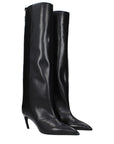 The Attico Black Leather High Heel Boots