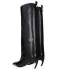 The Attico Black Leather High Heel Boots