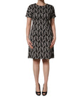 Dolce & Gabbana Black Logo Print Cotton Knee Length Dress