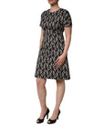 Dolce & Gabbana Black Logo Print Cotton Knee Length Dress