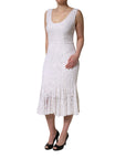 Dolce & Gabbana White Floral Lace Sleeveless Midi Dress