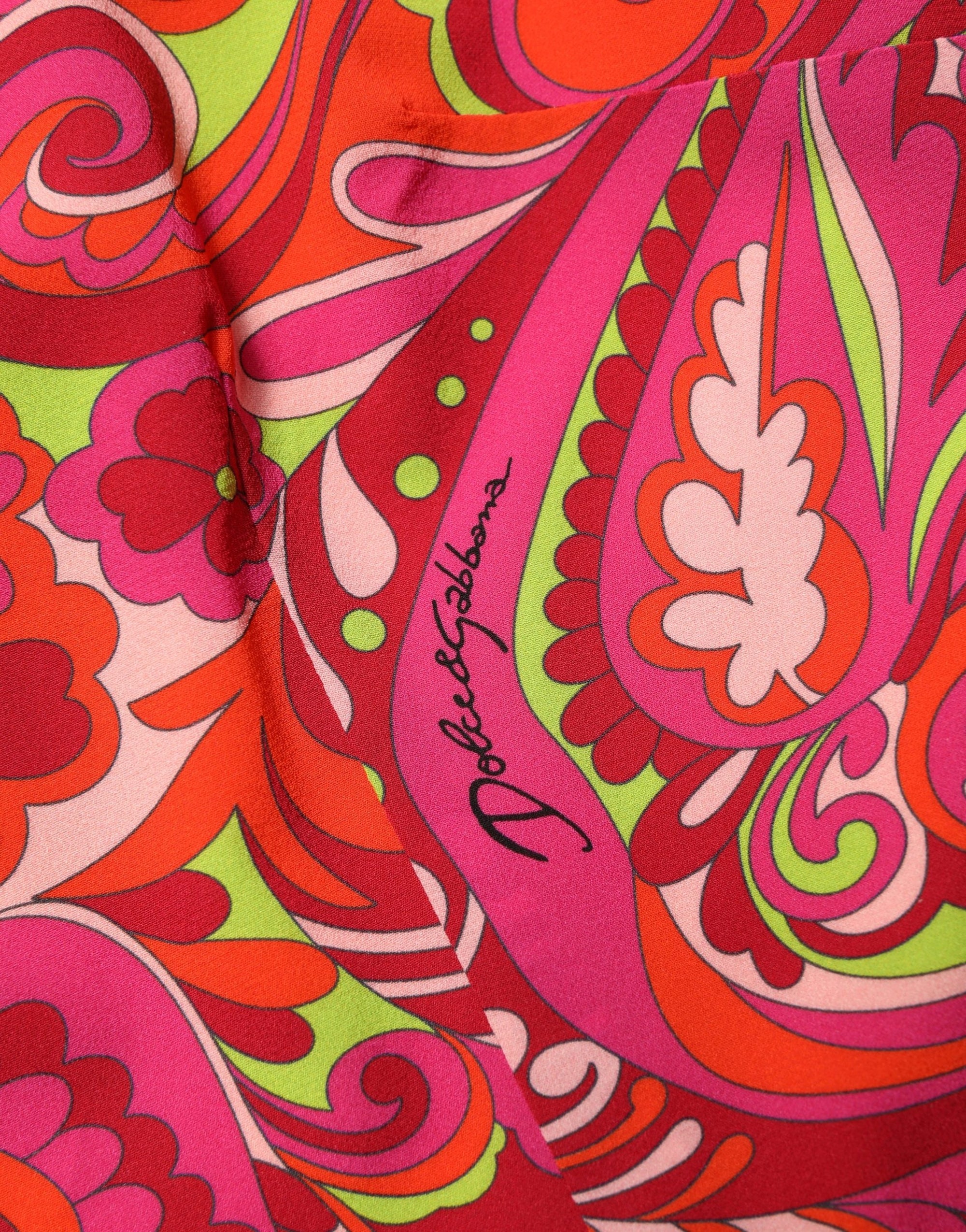 Dolce &amp; Gabbana Red Paisley Floral Print Sheath Midi Dress