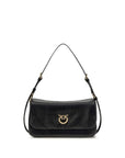 PINKO Black Calf Leather Bos Taurus Shoulder Bag