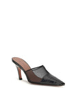 Amina Muaddi Black Calf Leather Bos Taurus Mules