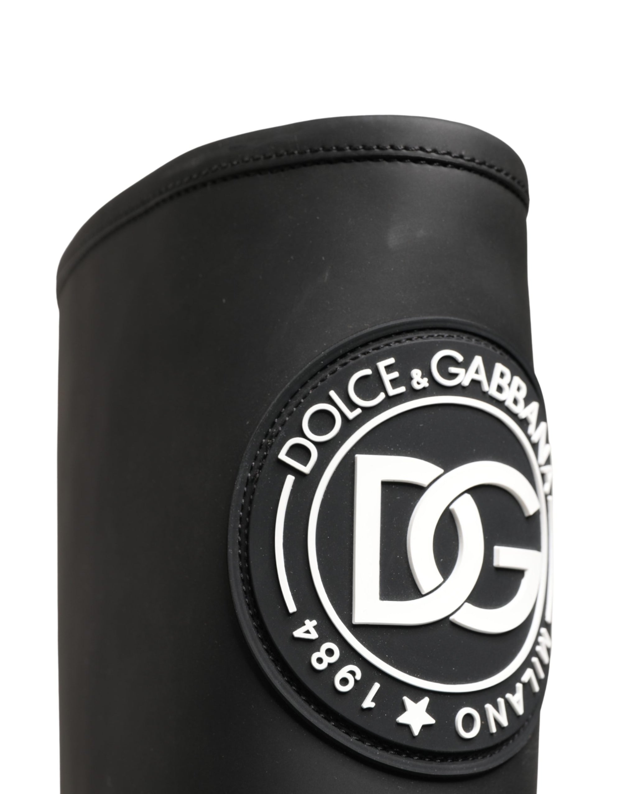 Dolce &amp; Gabbana Black Rubberised Leather High Boots Shoes