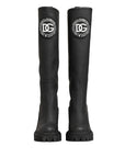 Dolce & Gabbana Black Rubberised Leather High Boots Shoes