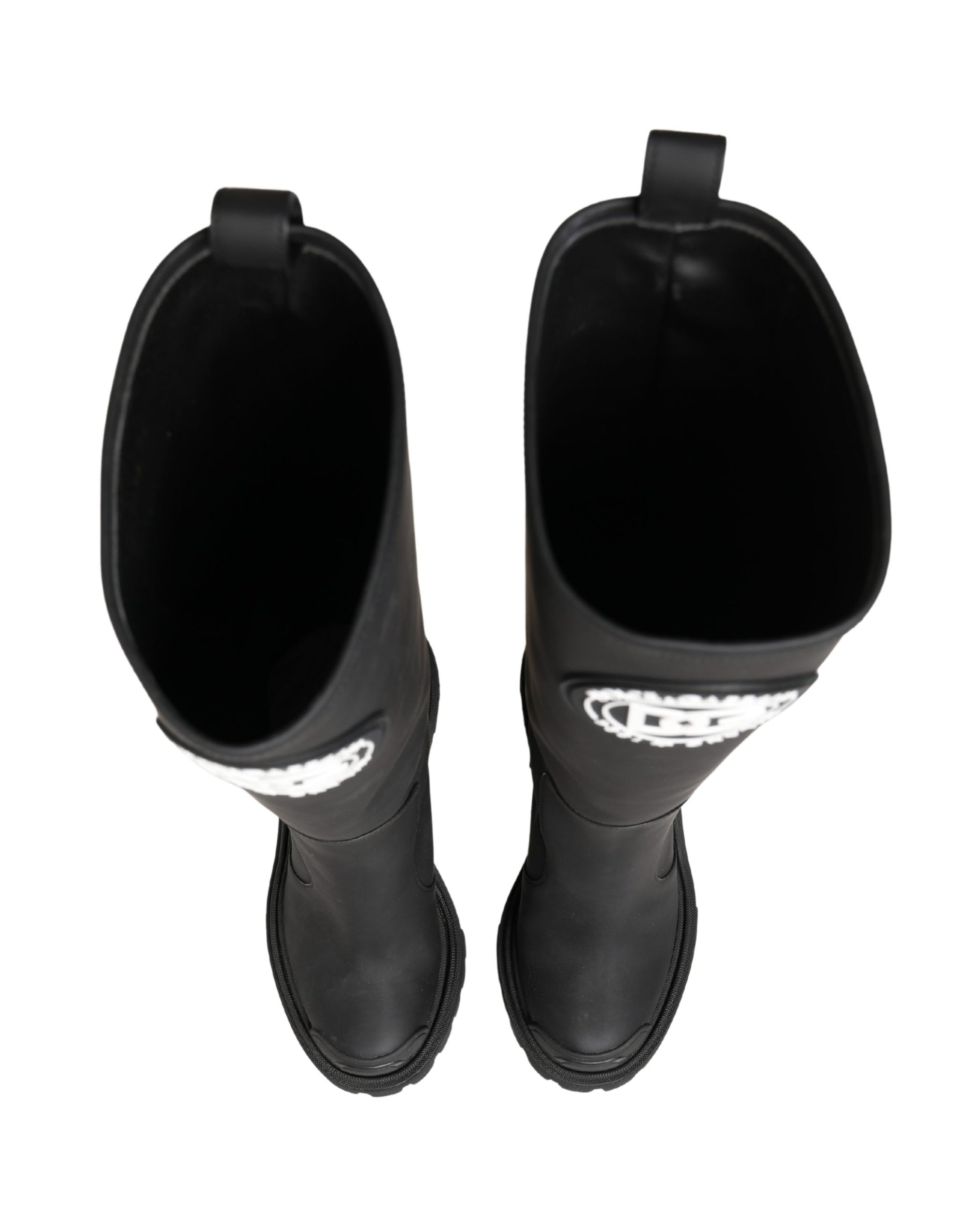 Dolce &amp; Gabbana Black Rubberised Leather High Boots Shoes
